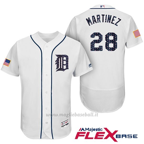 Maglia Baseball Uomo Detroit Tigers 2017 Estrellas y Rayas J.d. Martinez Bianco Flex Base